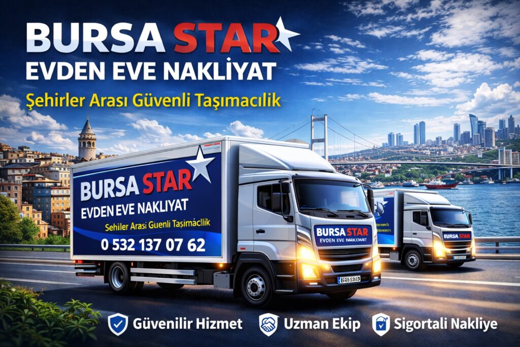Bursa Star Evden Eve Nakliyat, güvenilir ve profesyonel taşımacılık hizmetleri ile Bursa ve tüm Türkiye’de hizmet vermektedir. Deneyimli personelimiz, modern ekipmanlarımız ve sigortalı taşımacılık anlayışımız sayesinde eşyalarınızı güvenle taşıyoruz. Evden eve nakliyat, ofis taşımacılığı, asansörlü taşıma ve şehirler arası nakliyat hizmetlerinde kaliteli ve müşteri memnuniyeti odaklı çözümler sunuyoruz.