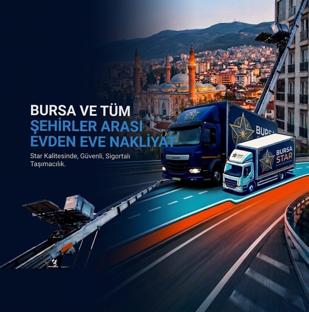 Bursa Star Evden Eve Nakliyat, profesyonel ekibi ile güvenli ve hızlı taşımacılık hizmeti sunar. Eşyalarınız özenle paketlenir ve sigortalı şekilde yeni adresinize teslim edilir. Bursa genelinde kaliteli nakliyat çözümleri için doğru tercih.